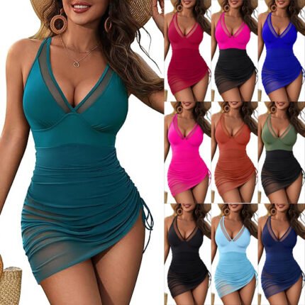 High-Stretch Padded Swim Dress - Wire-Free & Quick-Dry