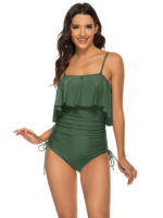 Women's Sexy Strappy One-Piece Swimsuit: Girly Ruffled Triangle Bathing Suit with Adjustable Shoulder Straps