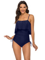 Women's Sexy Strappy One-Piece Swimsuit: Girly Ruffled Triangle Bathing Suit with Adjustable Shoulder Straps