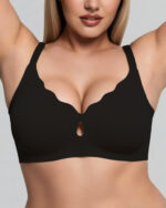 Wave Wireless Bra in Black, laid flat