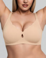 Wave Wireless Bra in Tan, laid flat